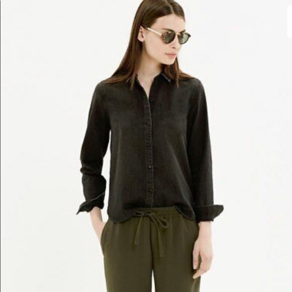 MADEWELL DENIM CROPPED BOYSHIRT SIZE XS